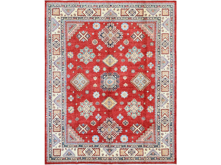 7'10" x 9'9" New Hand Knotted Red Wool Rectangle Oriental Rug - MOA102310