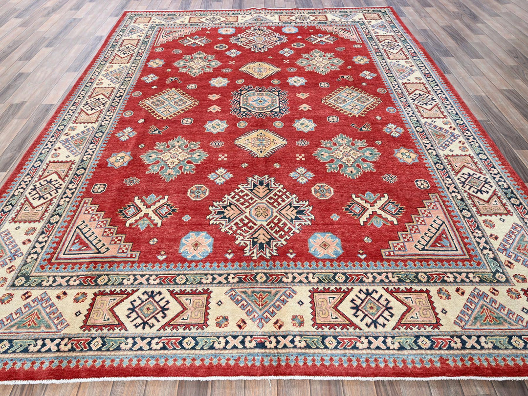 7'10" x 9'9" New Hand Knotted Red Wool Rectangle Oriental Rug - MOA102310