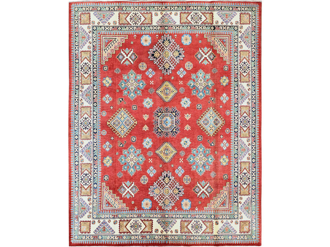 7'11" x 9'11" New Hand Knotted Red Wool Rectangle Oriental Rug - MOA102311