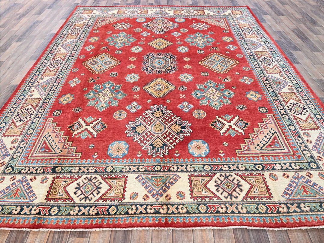 7'11" x 9'11" New Hand Knotted Red Wool Rectangle Oriental Rug - MOA102311