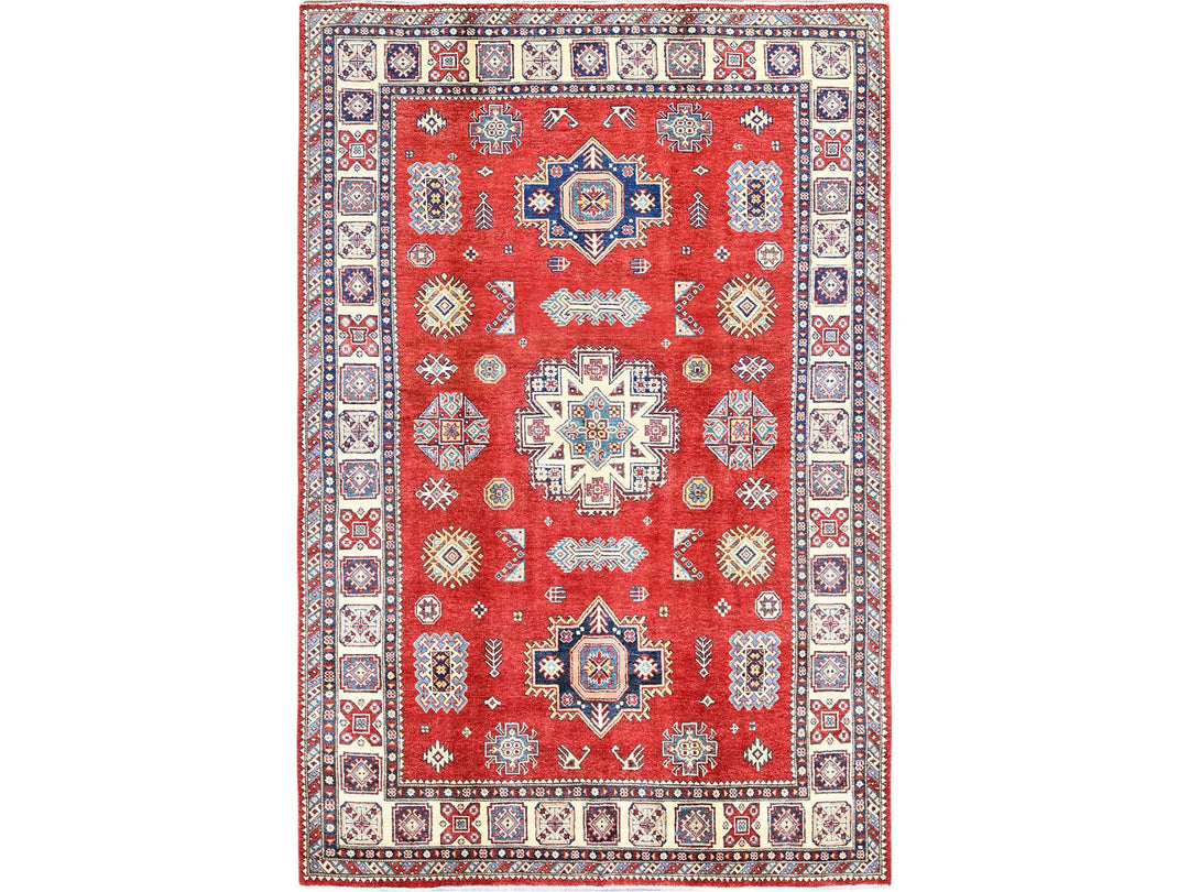 6'0" x 8'11" New Hand Knotted Red Wool Rectangle Oriental Rug - MOA102314