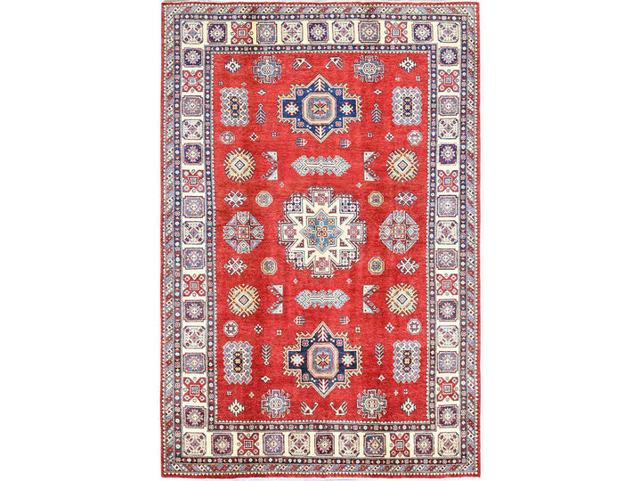 6'0" x 8'11" New Hand Knotted Red Wool Rectangle Oriental Rug - MOA102314