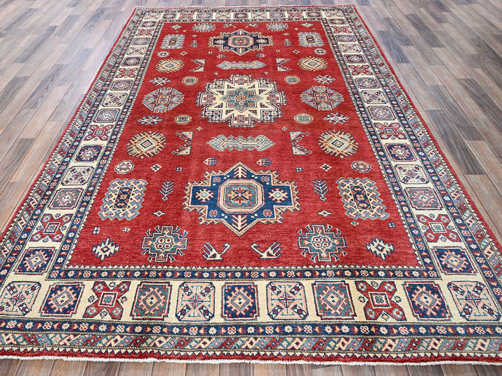 6'0" x 8'11" New Hand Knotted Red Wool Rectangle Oriental Rug - MOA102314