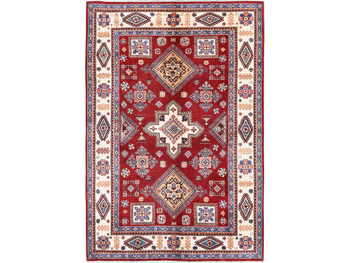 5'11" x 8'10" New Hand Knotted Red Wool Rectangle Oriental Rug - MOA102315