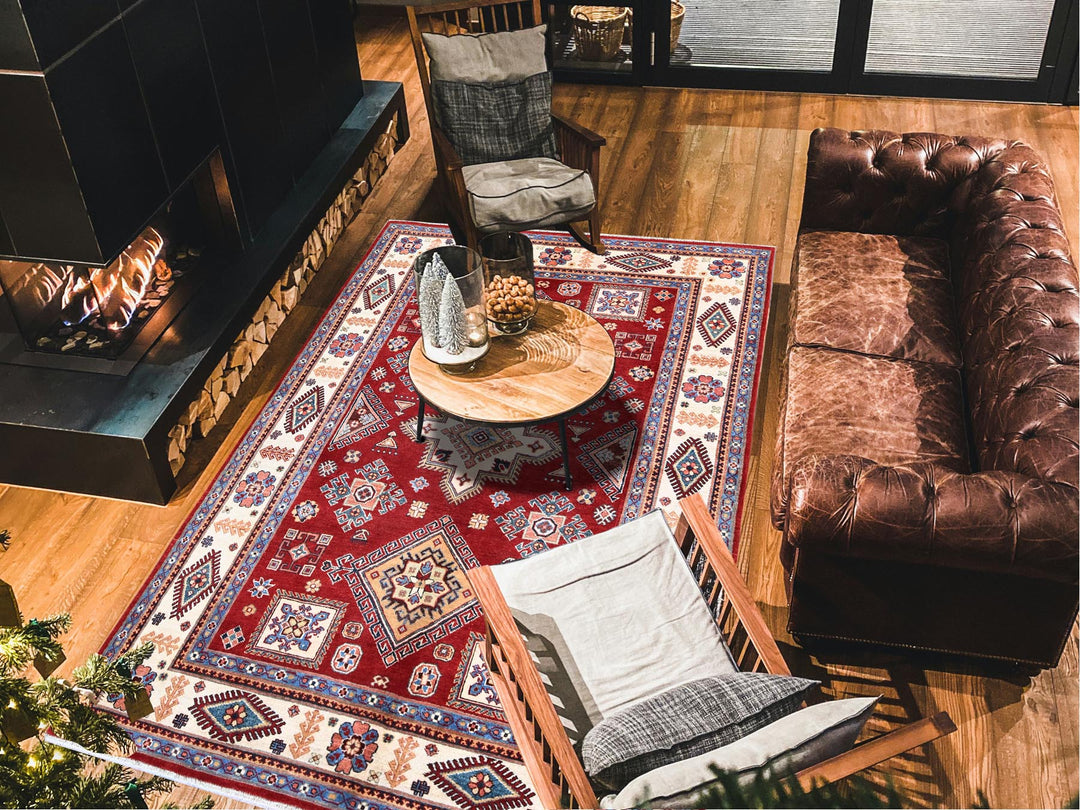 5'11" x 8'10" New Hand Knotted Red Wool Rectangle Oriental Rug - MOA102315