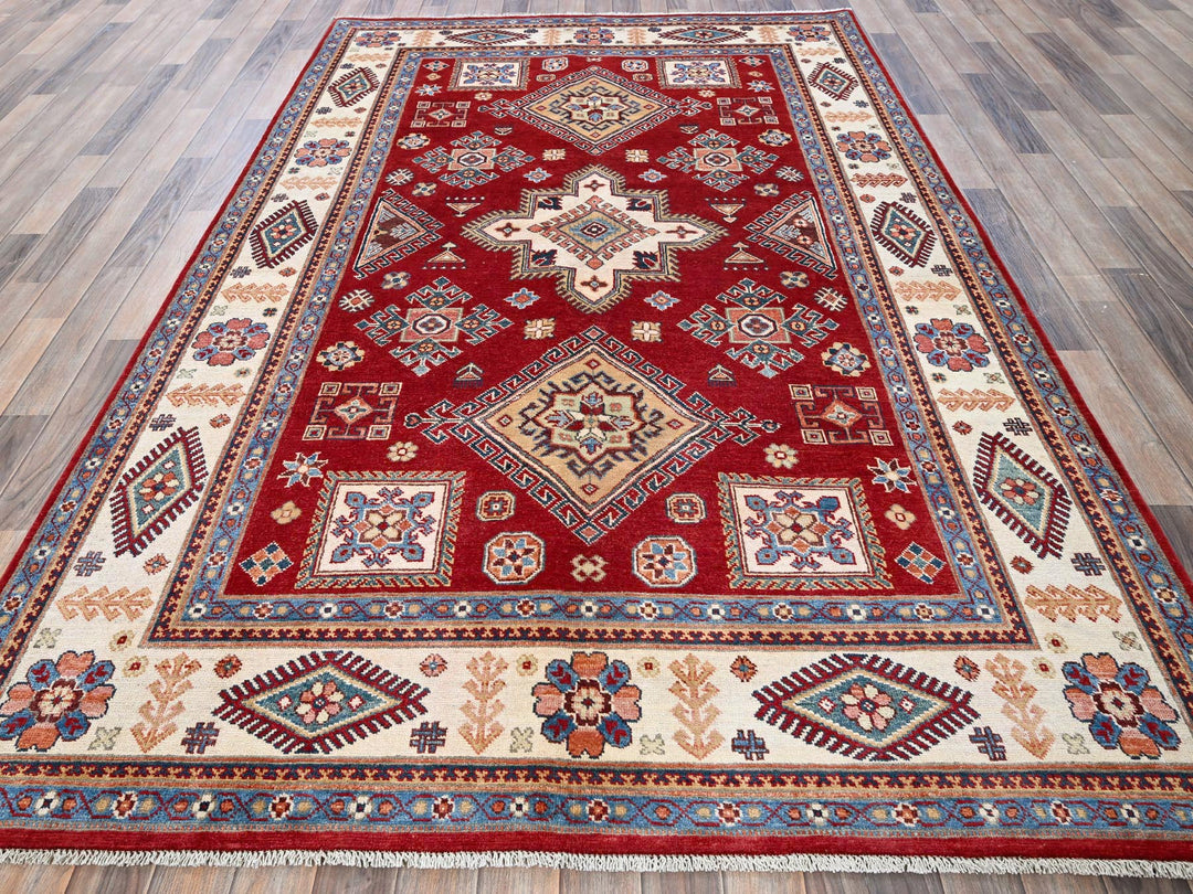 5'11" x 8'10" New Hand Knotted Red Wool Rectangle Oriental Rug - MOA102315