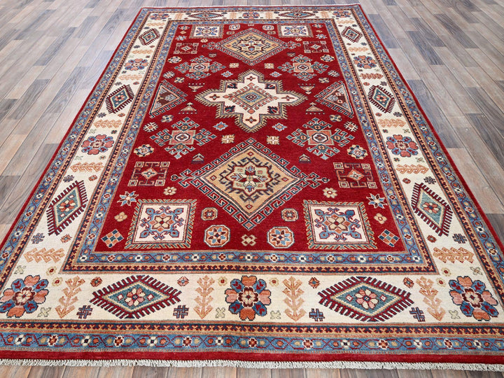 5'11" x 8'10" New Hand Knotted Red Wool Rectangle Oriental Rug - MOA102315