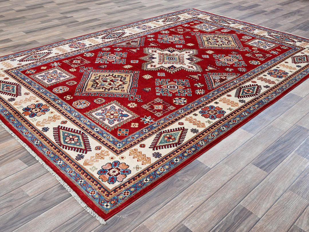 5'11" x 8'10" New Hand Knotted Red Wool Rectangle Oriental Rug - MOA102315