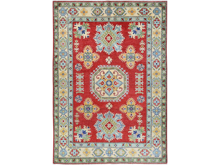 4'10" x 6'10" New Hand Knotted Red Wool Rectangle Oriental Rug - MOA102325