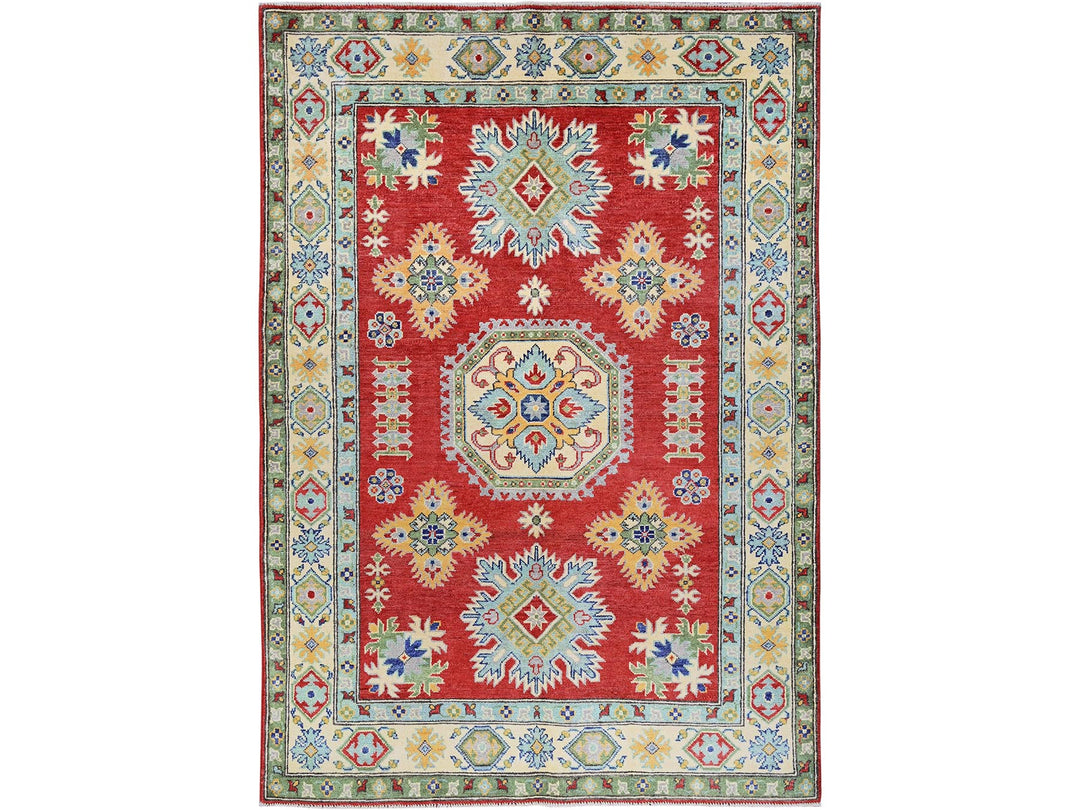 4'10" x 6'10" New Hand Knotted Red Wool Rectangle Oriental Rug - MOA102325