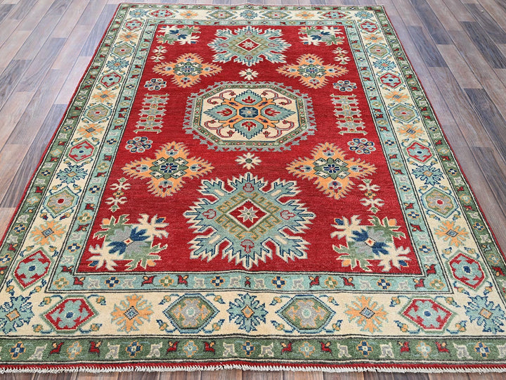 4'10" x 6'10" New Hand Knotted Red Wool Rectangle Oriental Rug - MOA102325