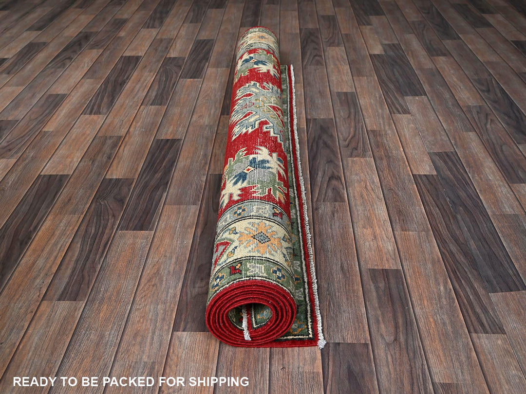 4'10" x 6'10" New Hand Knotted Red Wool Rectangle Oriental Rug - MOA102325