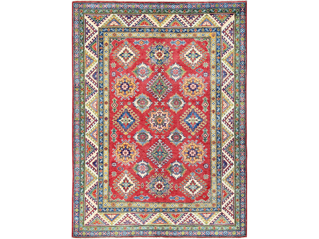 4'10" x 6'6" New Hand Knotted Red Wool Rectangle Oriental Rug - MOA102326