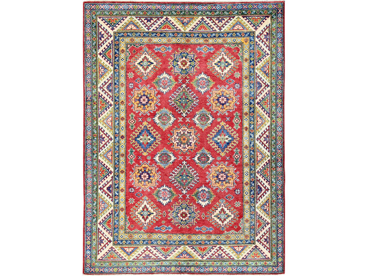 4'10" x 6'6" New Hand Knotted Red Wool Rectangle Oriental Rug - MOA102326