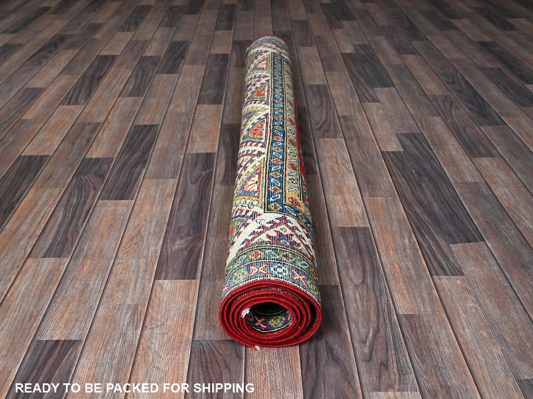 4'10" x 6'6" New Hand Knotted Red Wool Rectangle Oriental Rug - MOA102326