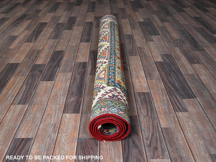 4'10" x 6'6" New Hand Knotted Red Wool Rectangle Oriental Rug - MOA102326