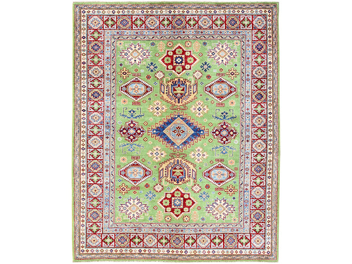 5'4" x 6'8" New Hand Knotted Green Wool Rectangle Oriental Rug - MOA102327