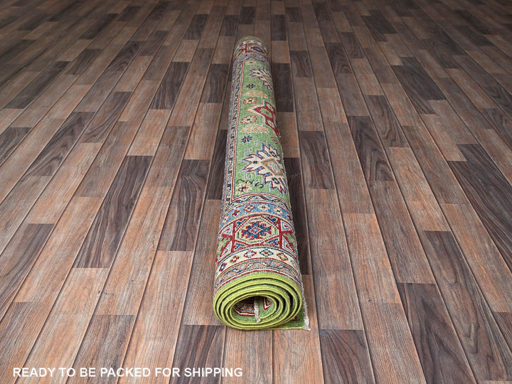 5'4" x 6'8" New Hand Knotted Green Wool Rectangle Oriental Rug - MOA102327