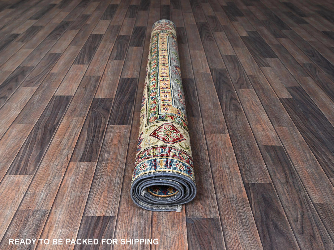 5'1" x 6'9" New Hand Knotted Grey Wool Rectangle Oriental Rug - MOA102328