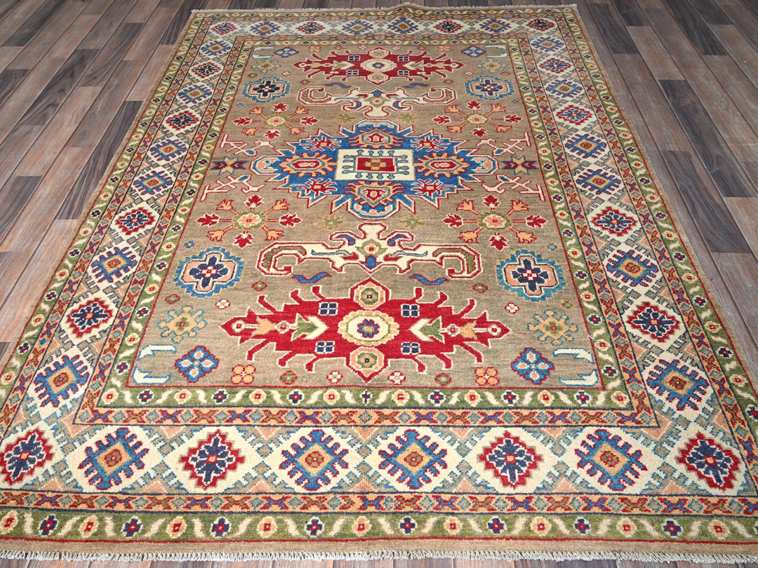 4'11" x 6'9" New Hand Knotted Brown Wool Rectangle Oriental Rug - MOA102329