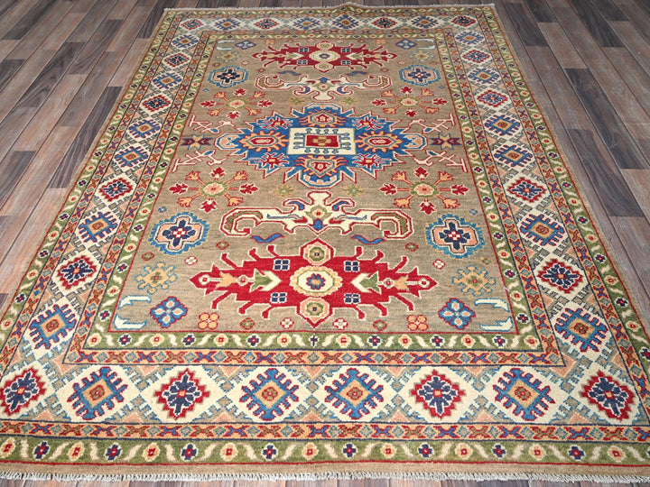 4'11" x 6'9" New Hand Knotted Brown Wool Rectangle Oriental Rug - MOA102329