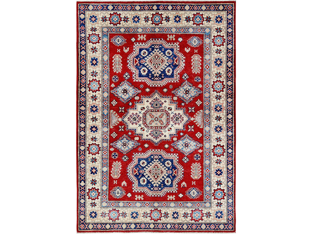 4'10" x 7'0" New Hand Knotted Red Wool Rectangle Oriental Rug - MOA102330