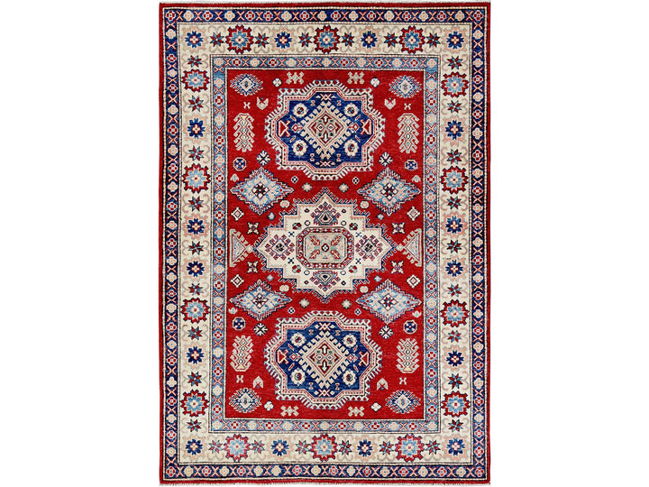 4'10" x 7'0" New Hand Knotted Red Wool Rectangle Oriental Rug - MOA102330