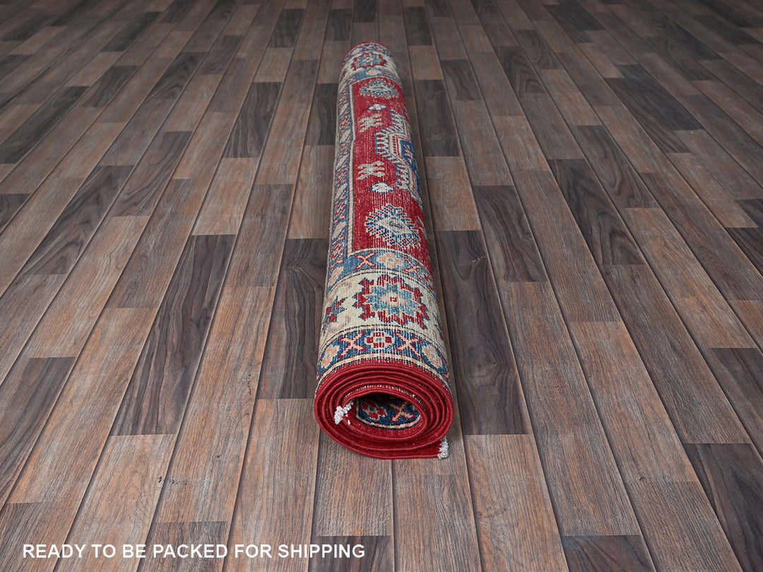 4'10" x 7'0" New Hand Knotted Red Wool Rectangle Oriental Rug - MOA102330