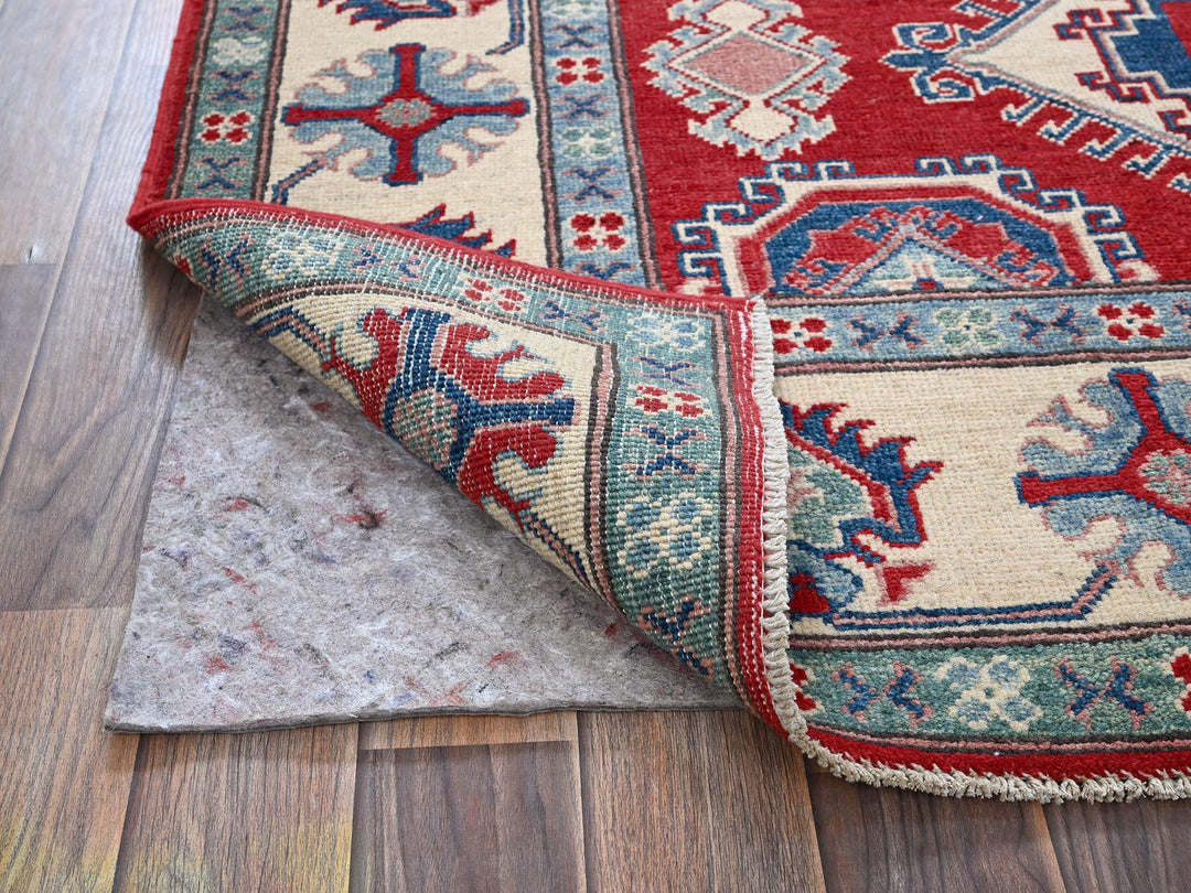 5'1" x 6'9" New Hand Knotted Red Wool Rectangle Oriental Rug - MOA102331