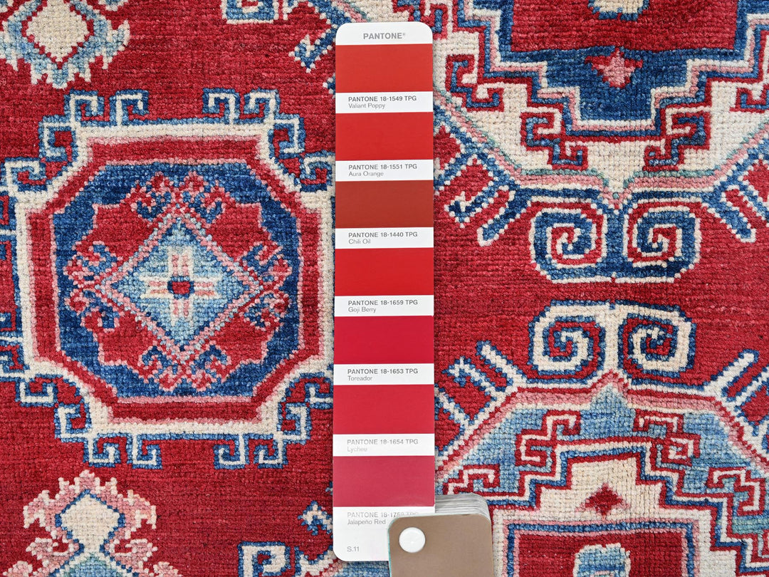 5'1" x 6'9" New Hand Knotted Red Wool Rectangle Oriental Rug - MOA102331