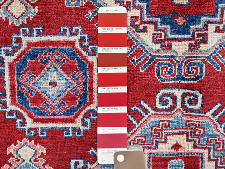 5'1" x 6'9" New Hand Knotted Red Wool Rectangle Oriental Rug - MOA102331