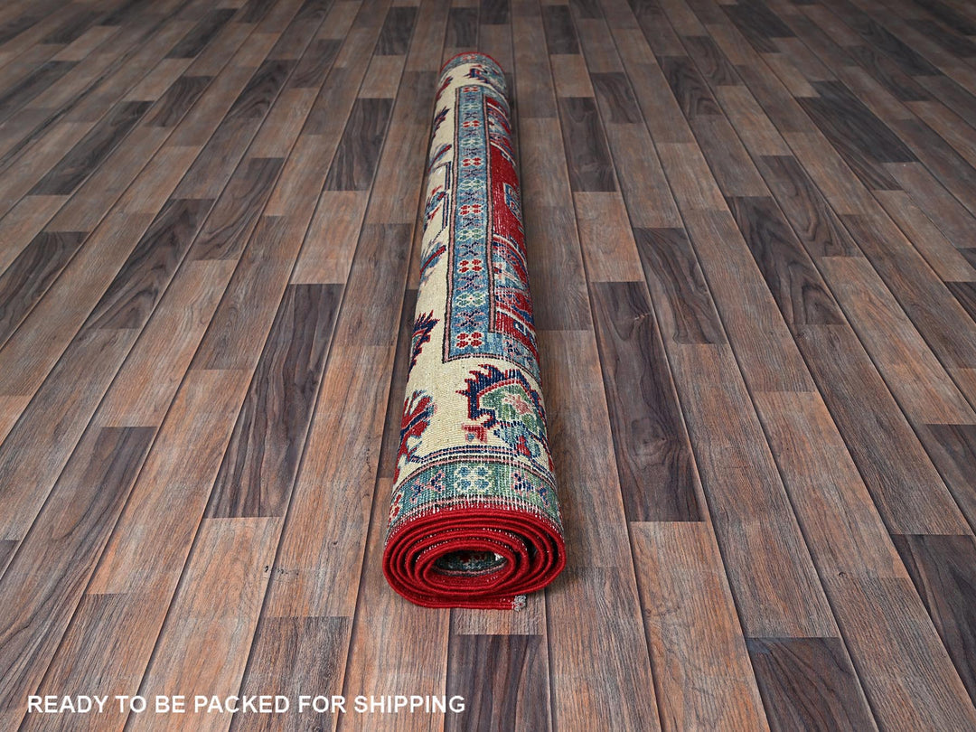 5'1" x 6'9" New Hand Knotted Red Wool Rectangle Oriental Rug - MOA102331