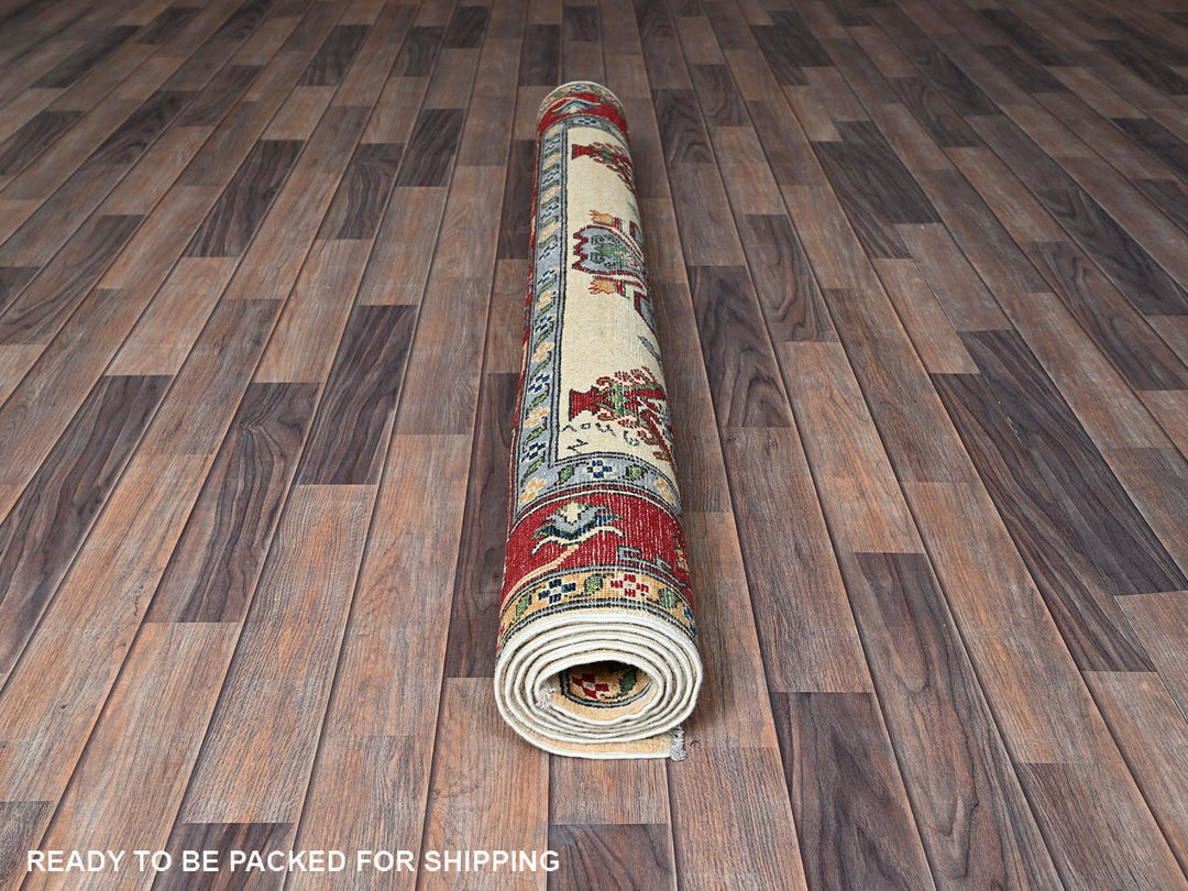 4'11" x 6'6" New Hand Knotted Ivory Wool Rectangle Oriental Rug - MOA102332