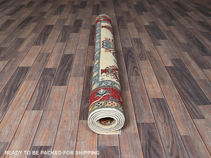 4'11" x 6'6" New Hand Knotted Ivory Wool Rectangle Oriental Rug - MOA102332