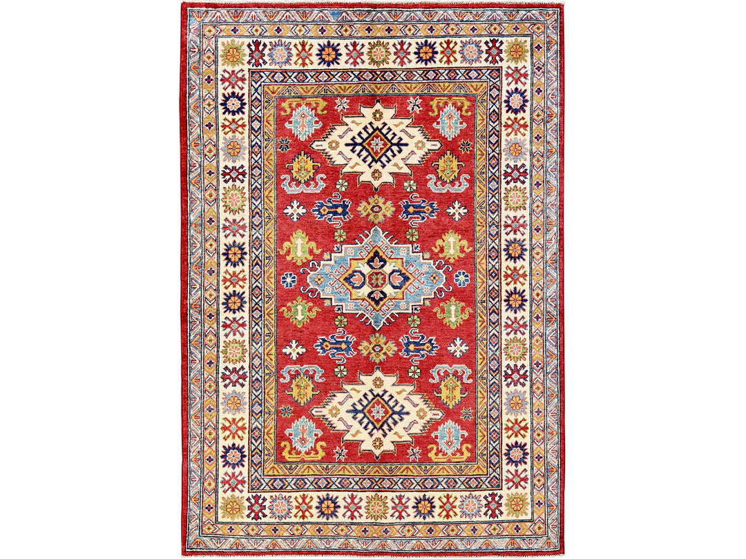 4'10" x 6'11" New Hand Knotted Red Wool Rectangle Oriental Rug - MOA102333