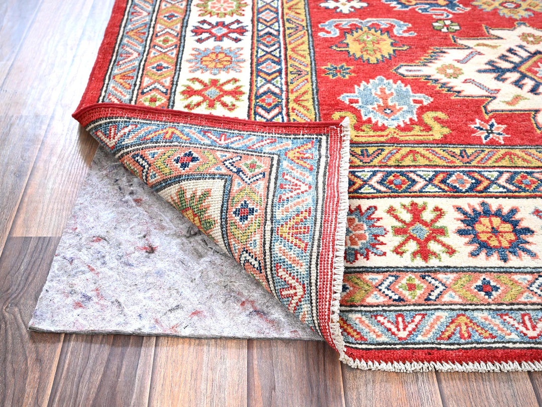 4'10" x 6'11" New Hand Knotted Red Wool Rectangle Oriental Rug - MOA102333