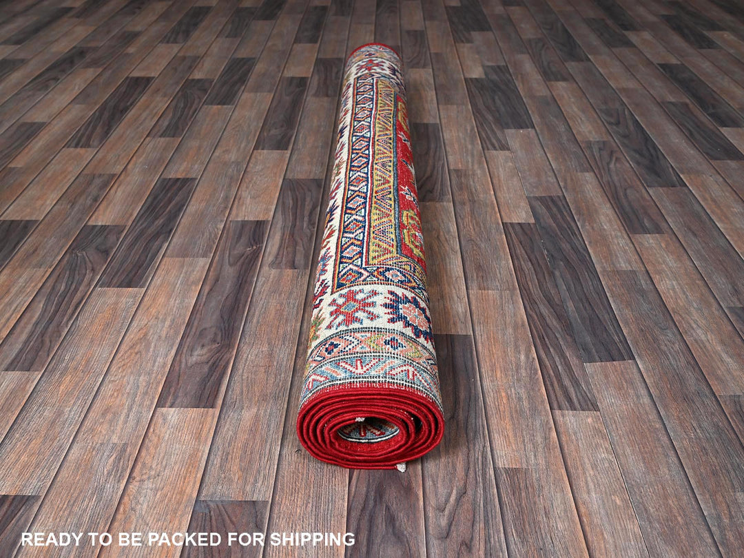 4'10" x 6'11" New Hand Knotted Red Wool Rectangle Oriental Rug - MOA102333