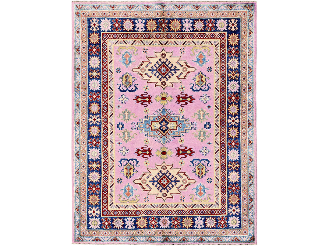 4'11" x 6'7" New Hand Knotted Pink Wool Rectangle Oriental Rug - MOA102334