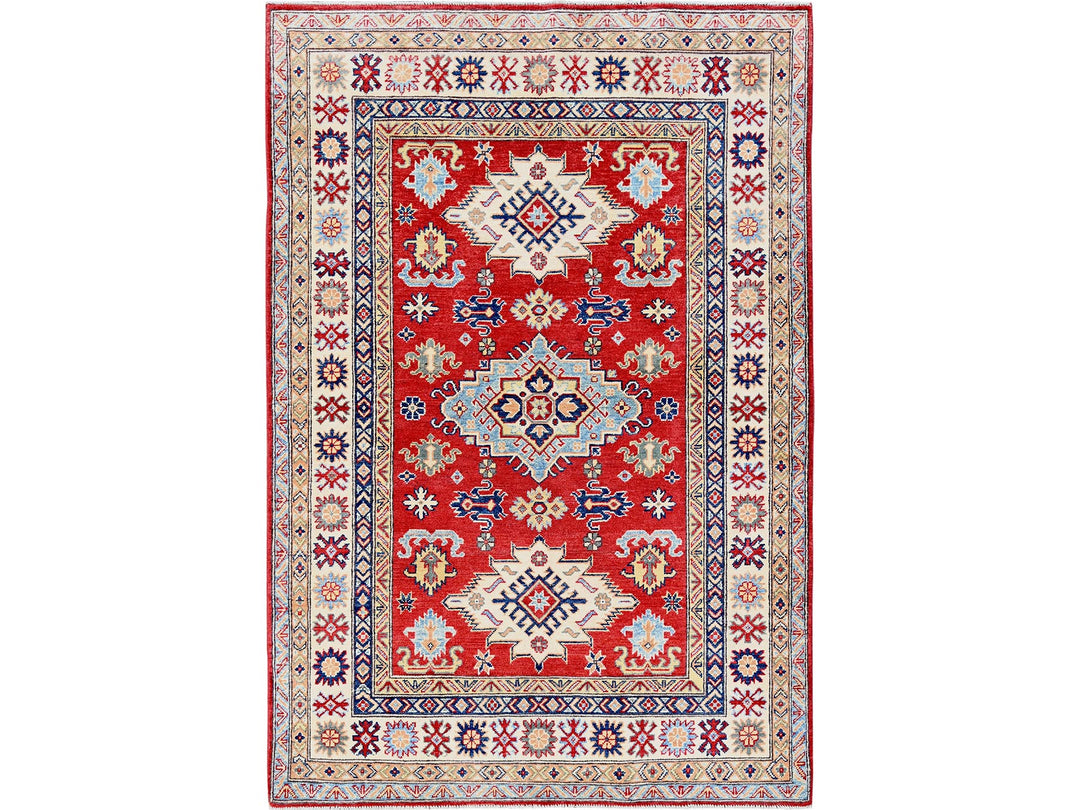 4'9" x 7'1" New Hand Knotted Red Wool Rectangle Oriental Rug - MOA102335