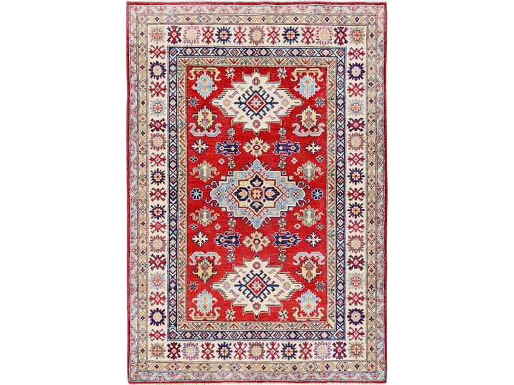 4'9" x 7'1" New Hand Knotted Red Wool Rectangle Oriental Rug - MOA102335