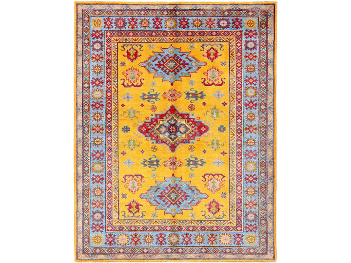 5'2" x 6'7" New Hand Knotted Yellow Wool Rectangle Oriental Rug - MOA102336