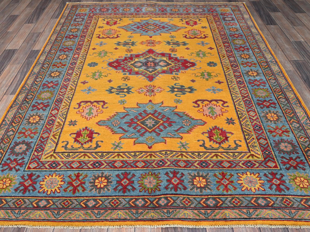 5'2" x 6'7" New Hand Knotted Yellow Wool Rectangle Oriental Rug - MOA102336