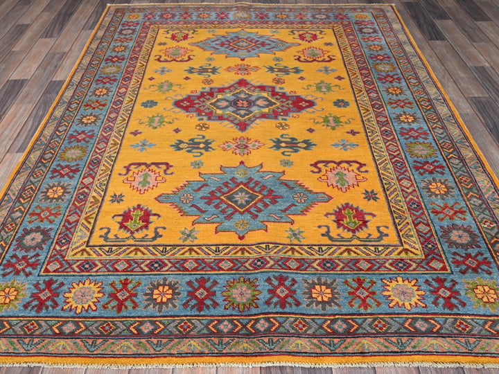 5'2" x 6'7" New Hand Knotted Yellow Wool Rectangle Oriental Rug - MOA102336