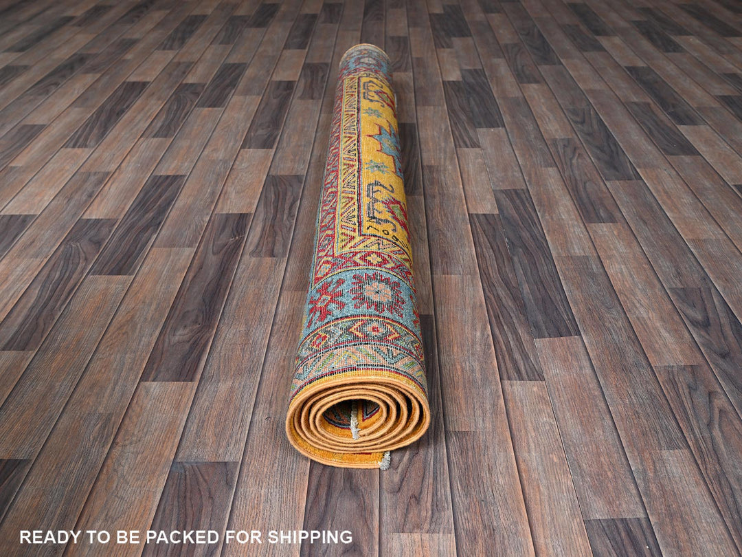 5'2" x 6'7" New Hand Knotted Yellow Wool Rectangle Oriental Rug - MOA102336