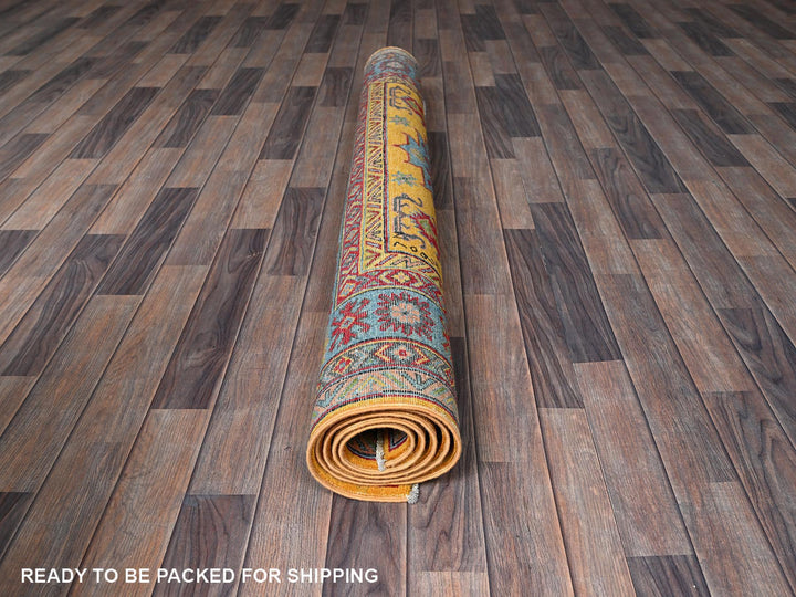 5'2" x 6'7" New Hand Knotted Yellow Wool Rectangle Oriental Rug - MOA102336