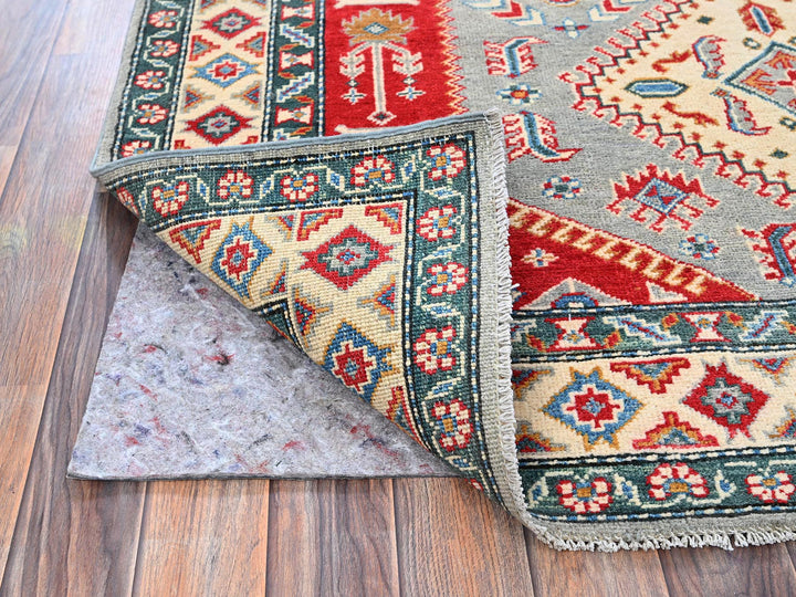 5'1" x 6'11" New Hand Knotted Grey Wool Rectangle Oriental Rug - MOA102337