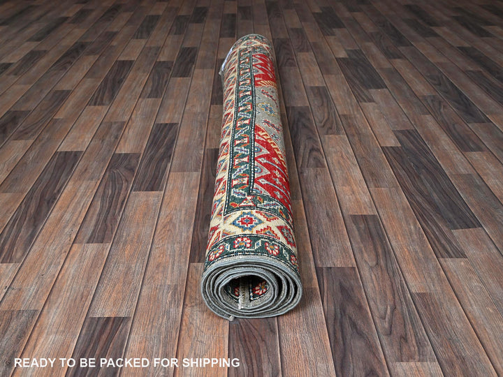 5'1" x 6'11" New Hand Knotted Grey Wool Rectangle Oriental Rug - MOA102337