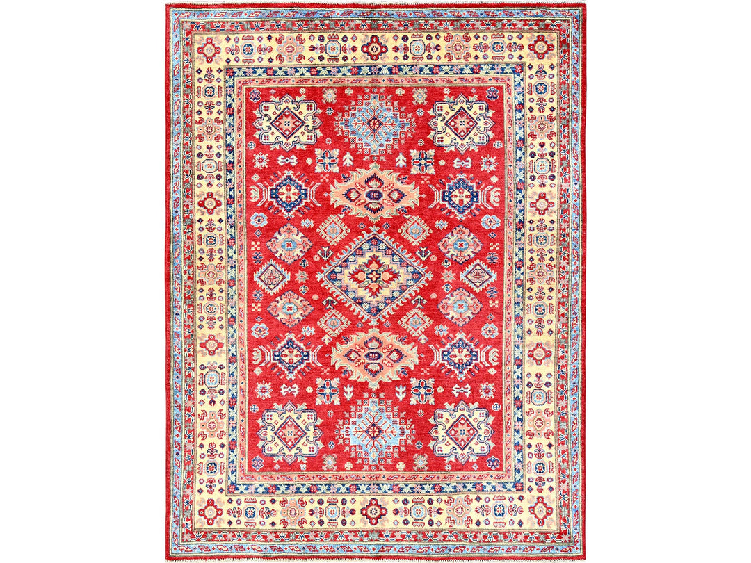 4'11" x 6'4" New Hand Knotted Red Wool Rectangle Oriental Rug - MOA102338