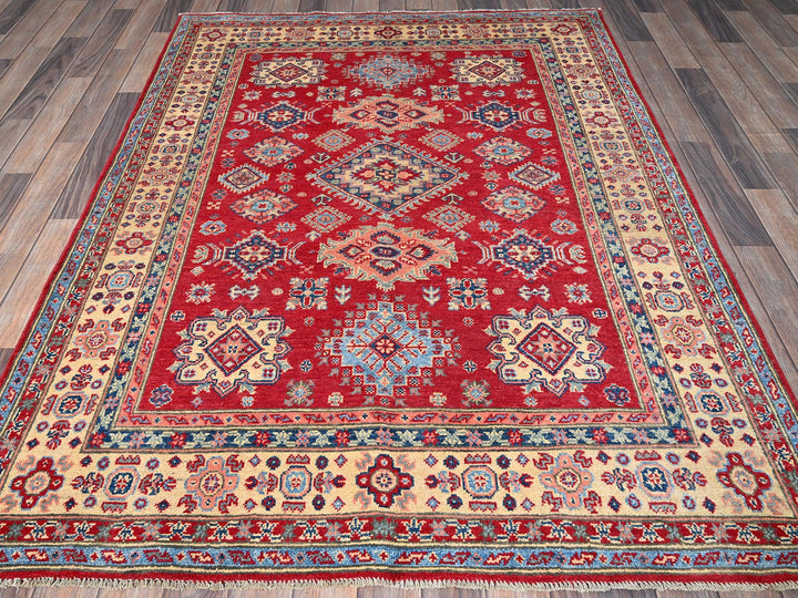 4'11" x 6'4" New Hand Knotted Red Wool Rectangle Oriental Rug - MOA102338