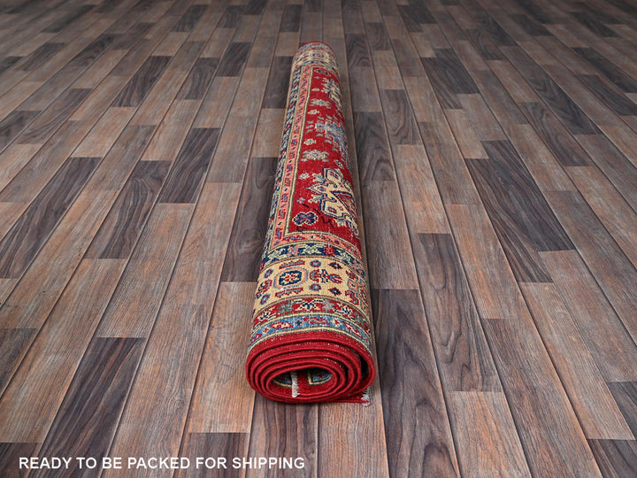 4'11" x 6'4" New Hand Knotted Red Wool Rectangle Oriental Rug - MOA102338